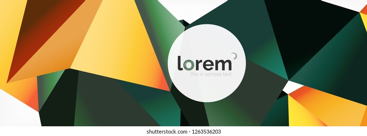 Vector colorful geometric triangle background, crystal banner design, modern template with triangular shapes on light backdrop