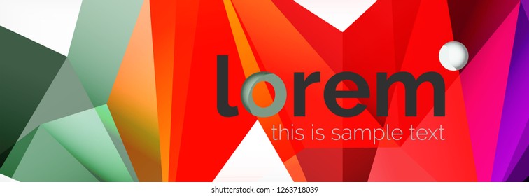 Vektorbunter, geometrischer dreieckiger Hintergrund, Kristallbanner-Design, moderne Vorlage mit dreieckigen Formen auf hellem Hintergrund