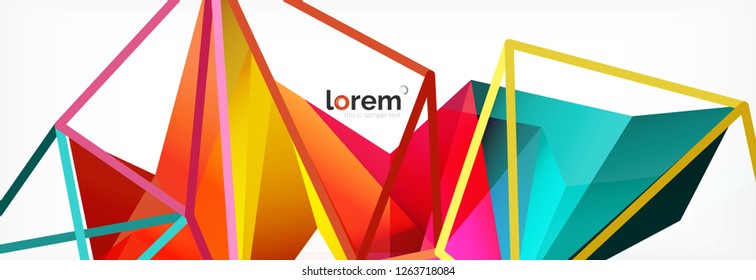 Fondo de triángulo geométrico de color vectorial, diseño de pancarta de cristal, plantilla moderna con formas triangulares sobre fondo claro