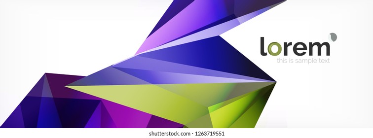 Vektorbunter, geometrischer dreieckiger Hintergrund, Kristallbanner-Design, moderne Vorlage mit dreieckigen Formen auf hellem Hintergrund