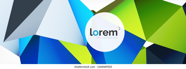 Vetor colorido fundo triângulo geométrico, design de banner de cristal, modelo moderno com formas triangulares em fundo de luz