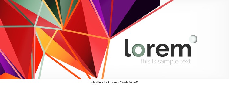 Vector colorful geometric triangle background, crystal banner design, modern template with triangular shapes on light backdrop