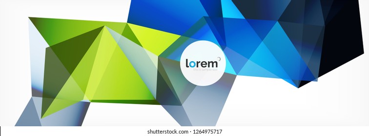 Vektorbunter, geometrischer dreieckiger Hintergrund, Kristallbanner-Design, moderne Vorlage mit dreieckigen Formen auf hellem Hintergrund