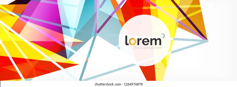 Fondo de triángulo geométrico de color vectorial, diseño de pancarta de cristal, plantilla moderna con formas triangulares sobre fondo claro