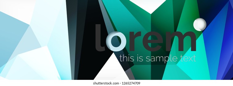 Vector colorful geometric triangle background, crystal banner design, modern template with triangular shapes on light backdrop