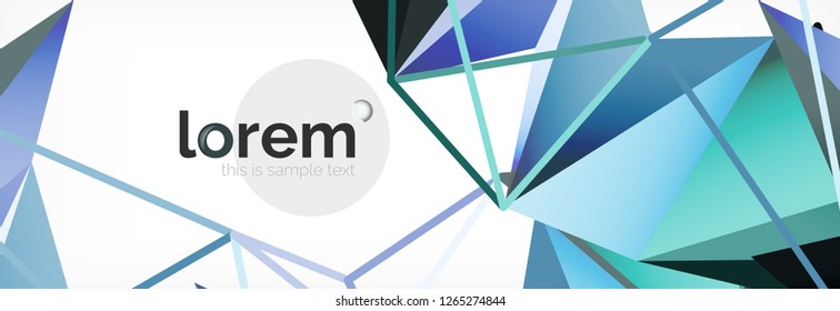 Vector colorful geometric triangle background, crystal banner design, modern template with triangular shapes on light backdrop