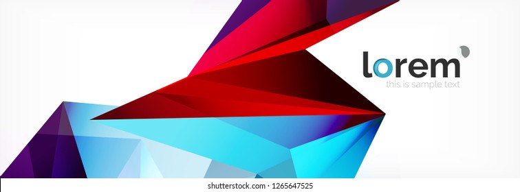 Vector colorful geometric triangle background, crystal banner design, modern template with triangular shapes on light backdrop