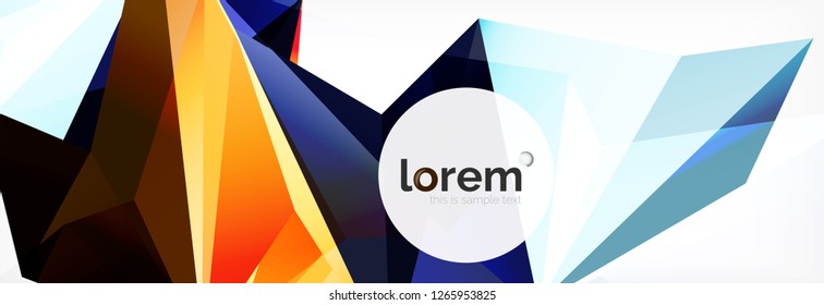 Vector colorful geometric triangle background, crystal banner design, modern template with triangular shapes on light backdrop