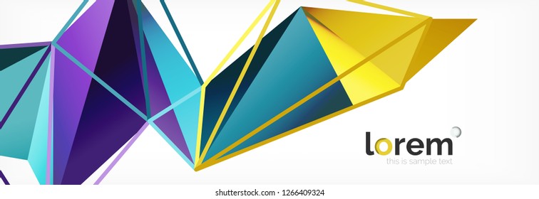 Vector colorful geometric triangle background, crystal banner design, modern template with triangular shapes on light backdrop