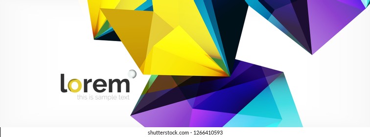 Vector colorful geometric triangle background, crystal banner design, modern template with triangular shapes on light backdrop