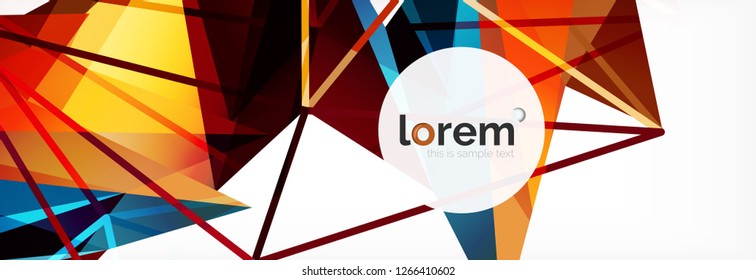 Vector colorful geometric triangle background, crystal banner design, modern template with triangular shapes on light backdrop