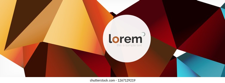 Vector colorful geometric triangle background, crystal banner design, modern template with triangular shapes on light backdrop