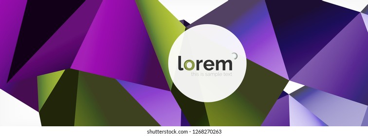 Vector colorful geometric triangle background, crystal banner design, modern template with triangular shapes on light backdrop