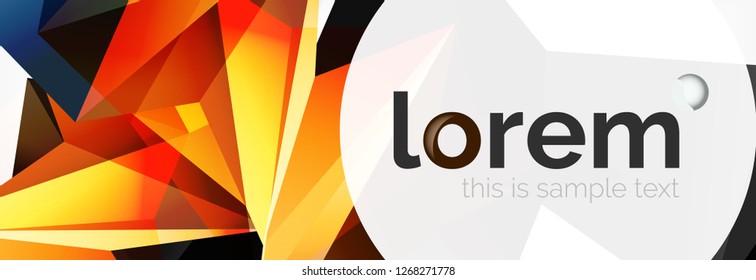 Vector colorful geometric triangle background, crystal banner design, modern template with triangular shapes on light backdrop