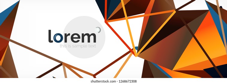 Vector colorful geometric triangle background, crystal banner design, modern template with triangular shapes on light backdrop