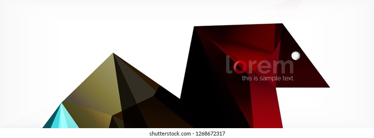 Vector colorful geometric triangle background, crystal banner design, modern template with triangular shapes on light backdrop