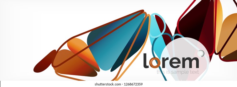 Vector colorful geometric triangle background, crystal banner design, modern template with triangular shapes on light backdrop