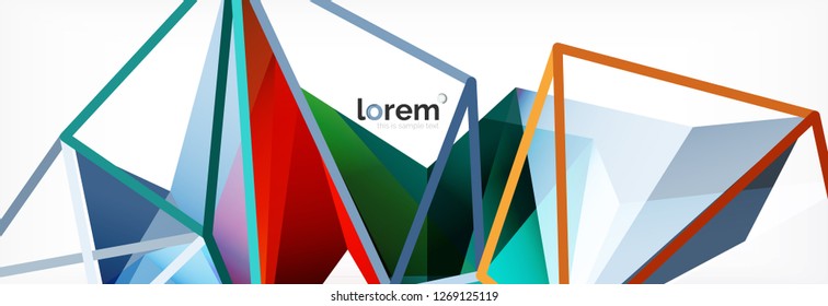Vector colorful geometric triangle background, crystal banner design, modern template with triangular shapes on light backdrop