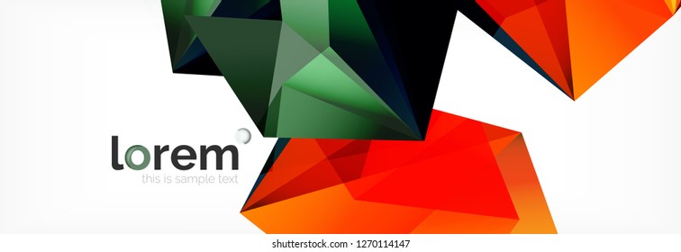 Vector colorful geometric triangle background, crystal banner design, modern template with triangular shapes on light backdrop
