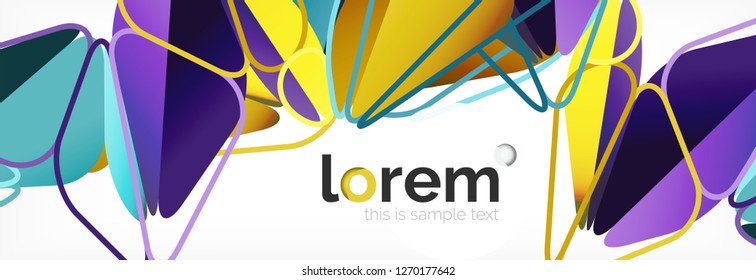 Vector colorful geometric triangle background, crystal banner design, modern template with triangular shapes on light backdrop
