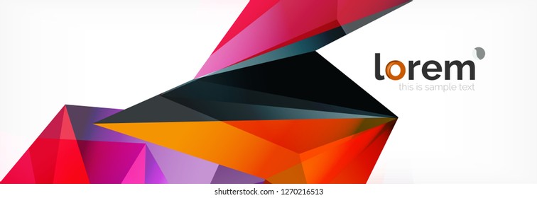 Vector colorful geometric triangle background, crystal banner design, modern template with triangular shapes on light backdrop