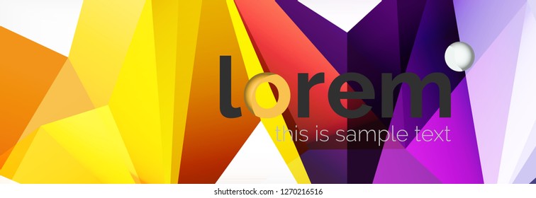 Vector colorful geometric triangle background, crystal banner design, modern template with triangular shapes on light backdrop