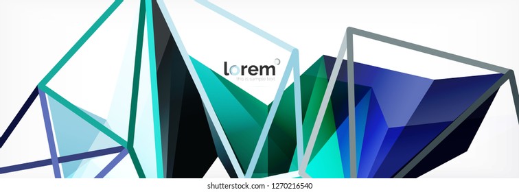 Vector colorful geometric triangle background, crystal banner design, modern template with triangular shapes on light backdrop