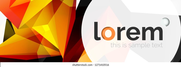 Vector colorful geometric triangle background, crystal banner design, modern template with triangular shapes on light backdrop