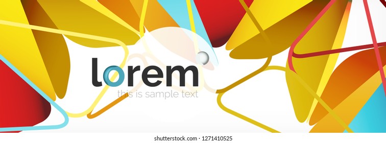 Vector colorful geometric triangle background, crystal banner design, modern template with triangular shapes on light backdrop