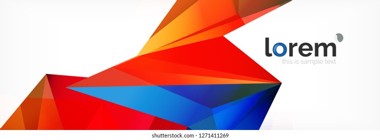 Vektorbunter, geometrischer dreieckiger Hintergrund, Kristallbanner-Design, moderne Vorlage mit dreieckigen Formen auf hellem Hintergrund