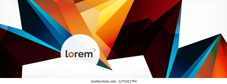 Vector colorful geometric triangle background, crystal banner design, modern template with triangular shapes on light backdrop