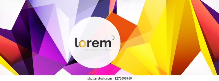 Vektorbunter, geometrischer dreieckiger Hintergrund, Kristallbanner-Design, moderne Vorlage mit dreieckigen Formen auf hellem Hintergrund