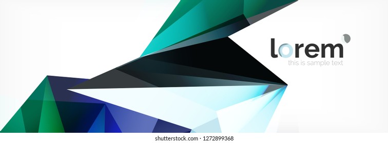Vektorbunter, geometrischer dreieckiger Hintergrund, Kristallbanner-Design, moderne Vorlage mit dreieckigen Formen auf hellem Hintergrund