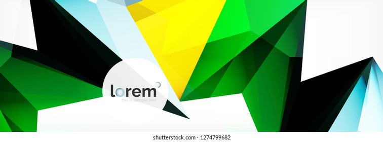 Vector colorful geometric triangle background, crystal banner design, modern template with triangular shapes on light backdrop