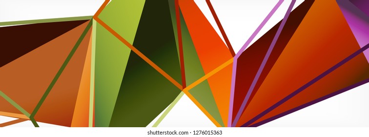 Vektorbunter, geometrischer dreieckiger Hintergrund, Kristallbanner-Design, moderne Vorlage mit dreieckigen Formen auf hellem Hintergrund