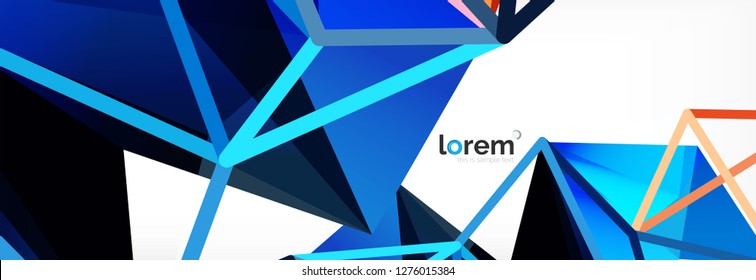 Vector colorful geometric triangle background, crystal banner design, modern template with triangular shapes on light backdrop
