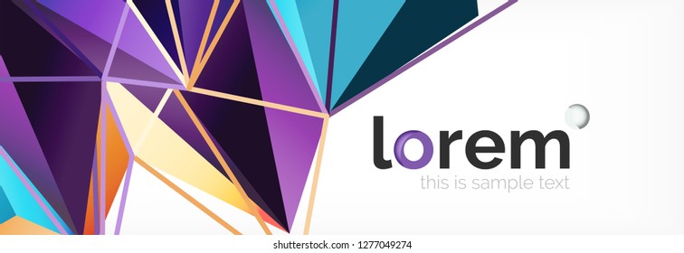 Vector colorful geometric triangle background, crystal banner design, modern template with triangular shapes on light backdrop