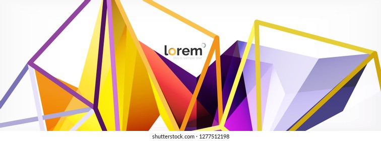 Vector colorful geometric triangle background, crystal banner design, modern template with triangular shapes on light backdrop