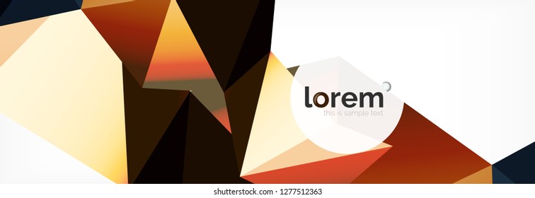 Vector colorful geometric triangle background, crystal banner design, modern template with triangular shapes on light backdrop