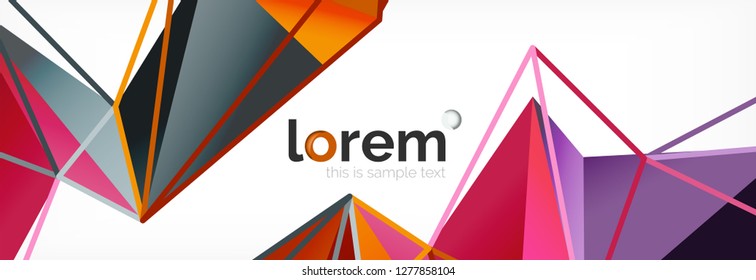 Vector colorful geometric triangle background, crystal banner design, modern template with triangular shapes on light backdrop