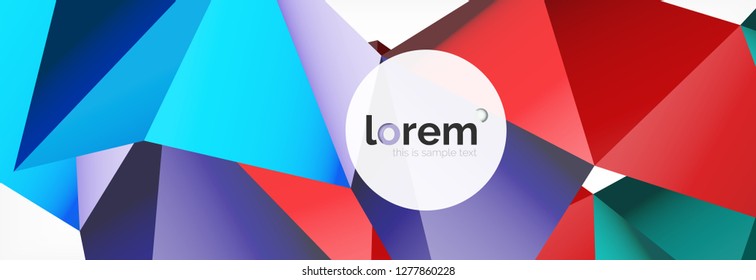 Vektorbunter, geometrischer dreieckiger Hintergrund, Kristallbanner-Design, moderne Vorlage mit dreieckigen Formen auf hellem Hintergrund