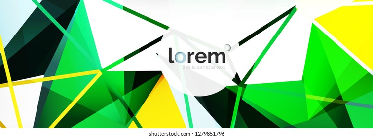 Vector colorful geometric triangle background, crystal banner design, modern template with triangular shapes on light backdrop