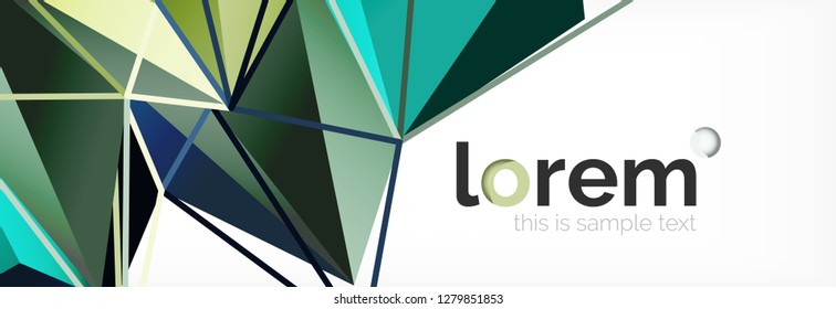 Vector colorful geometric triangle background, crystal banner design, modern template with triangular shapes on light backdrop