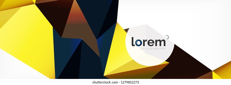Vector colorful geometric triangle background, crystal banner design, modern template with triangular shapes on light backdrop