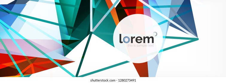 Vektorbunter, geometrischer dreieckiger Hintergrund, Kristallbanner-Design, moderne Vorlage mit dreieckigen Formen auf hellem Hintergrund