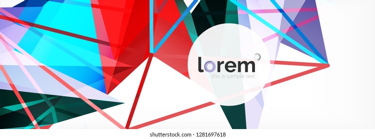 Fondo de triángulo geométrico de color vectorial, diseño de pancarta de cristal, plantilla moderna con formas triangulares sobre fondo claro