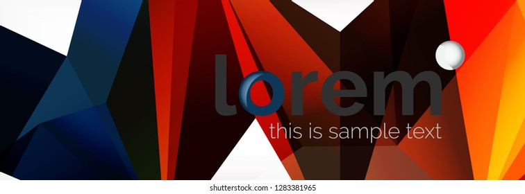 Vector colorful geometric triangle background, crystal banner design, modern template with triangular shapes on light backdrop
