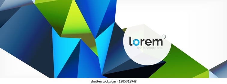 Vektorbunter, geometrischer dreieckiger Hintergrund, Kristallbanner-Design, moderne Vorlage mit dreieckigen Formen auf hellem Hintergrund