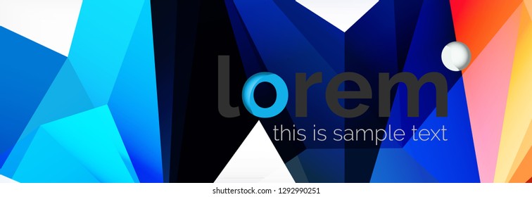 Vector colorful geometric triangle background, crystal banner design, modern template with triangular shapes on light backdrop