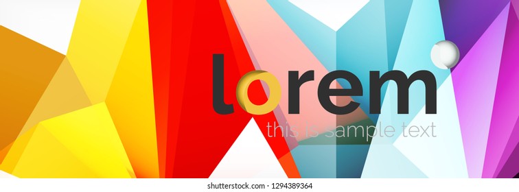 Vector colorful geometric triangle background, crystal banner design, modern template with triangular shapes on light backdrop